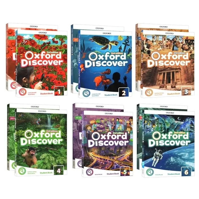 12pcs/Full Set English Version Second Edition Oxford Discover Oxford Children\'s English Textbook Level 1-6 Free Shipping