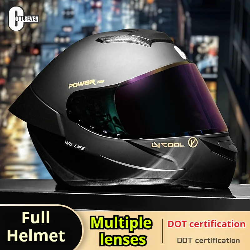 DOT Certified Motorcycle Helmet Color Lens Anti Glare Professional Off-road Racing Helmet Motorcycle Full Face Helmet