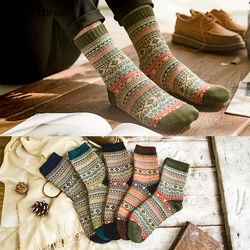 Vendita calda inverno uomo caldo lana spessa Sokken Unisex contrasto colore rombo strisce britannico americano Casual Business Sox Dropship