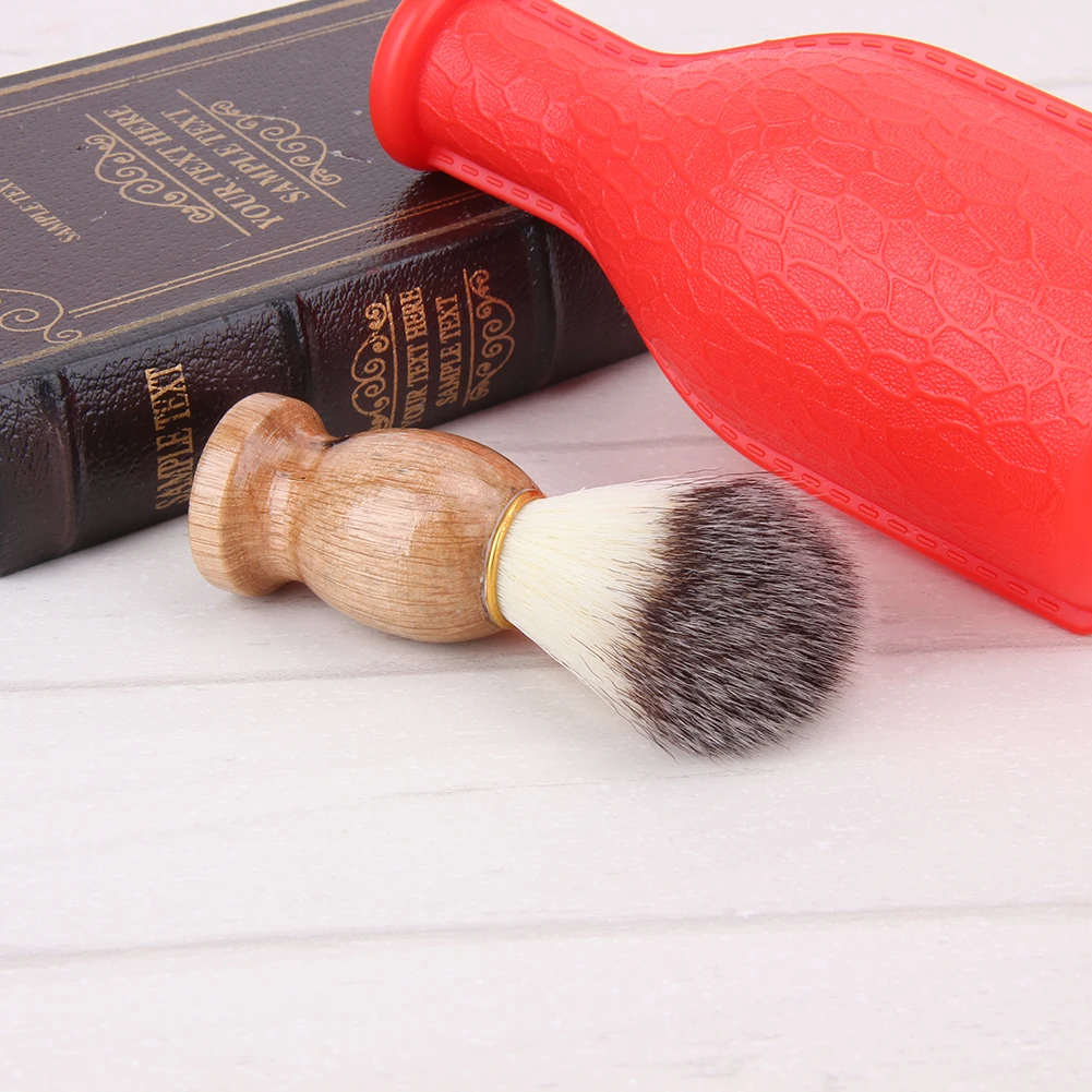 Men Shaving Brush Facial Razor Brush Wooden Handle Beard Trimming Brush Face Cleaning Brush for Father Boyfriend Husband