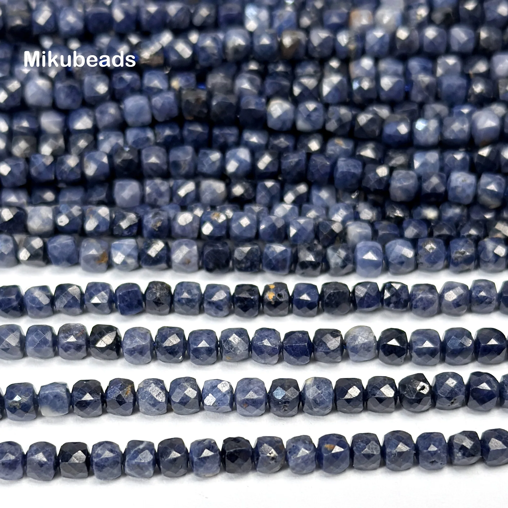 Оптовая продажа, натуральный сапфир, 4*4 мм, граненый куб, свободные бусины для изготовления ювелирных изделий, браслет, ожерелье, нить, сделай сам, Mikubeads