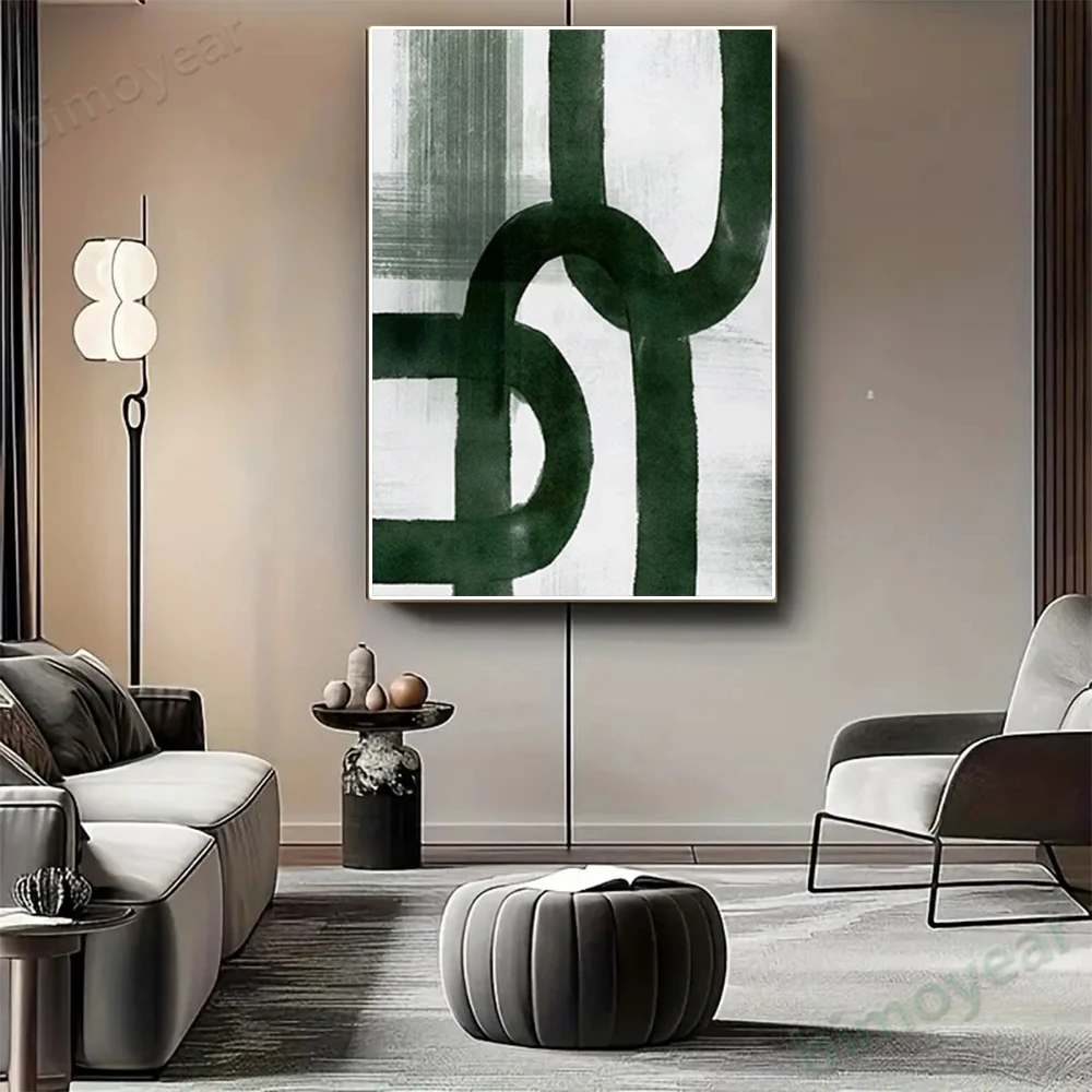 

100% hand drawn green line abstract oil painting original wall painting home living room decoration paint interior aesthetics