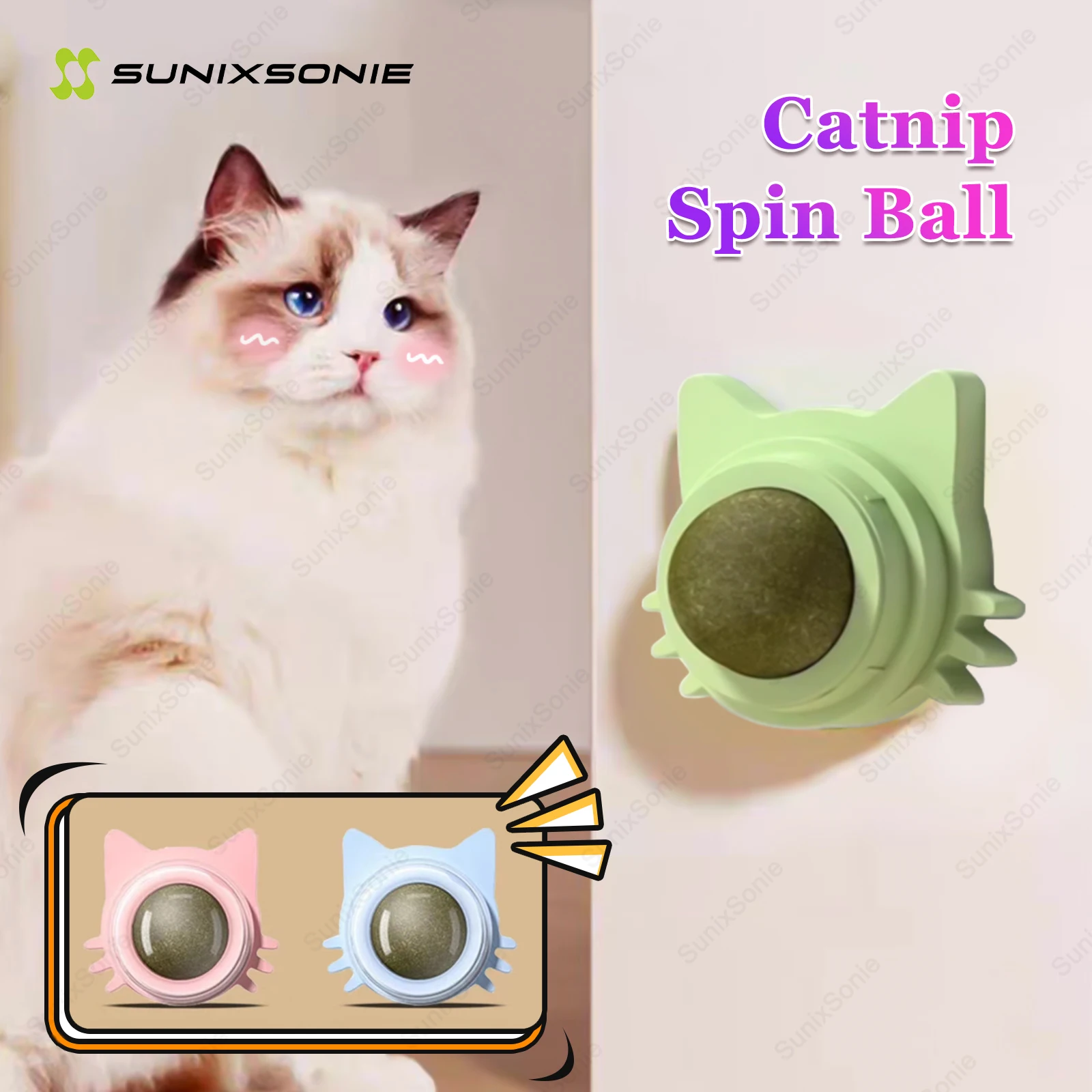 Catnip Wall Spin Ball - Natural Mint for Cats, Promotes Digestion, Enhances Appetite, Interactive Toy