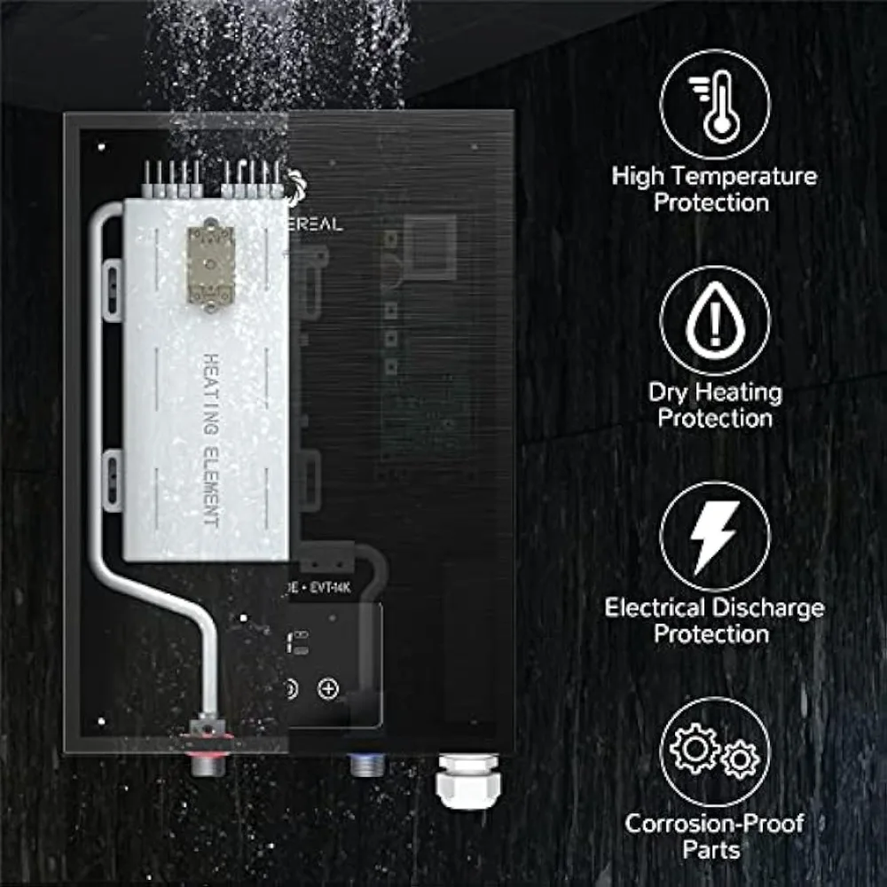 Airthereal Electric Tankless Water Heater 14kW, 240Volts - Endless On-Demand Hot Water - Self Modulates to Save Energy Use