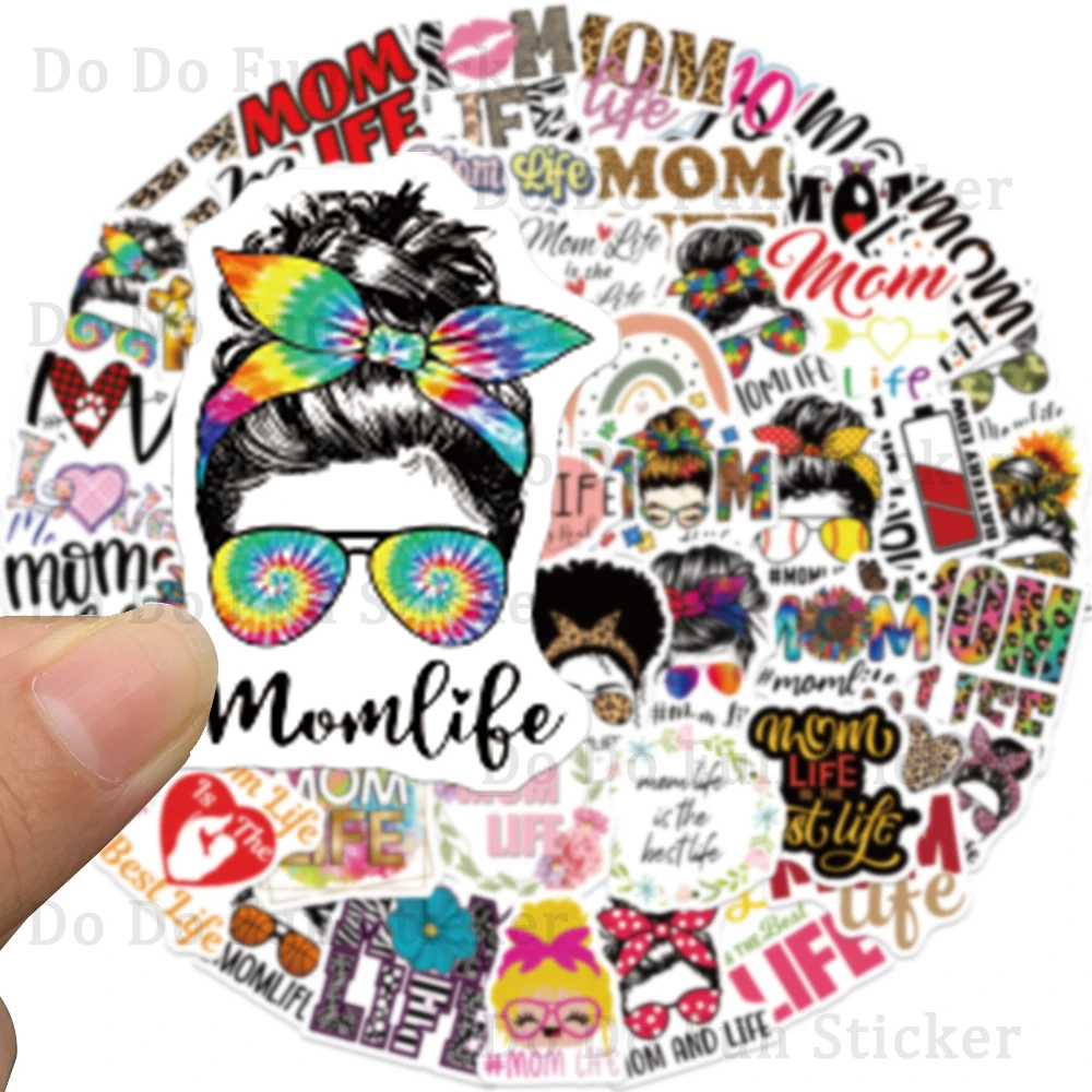 50 STKS Mode en Gepersonaliseerde Moeder Leven Cartoon Creatieve Graffiti Stickers Kleurrijke Kunst Regenboog Stijl Trend DIY Telefoon Case Cup