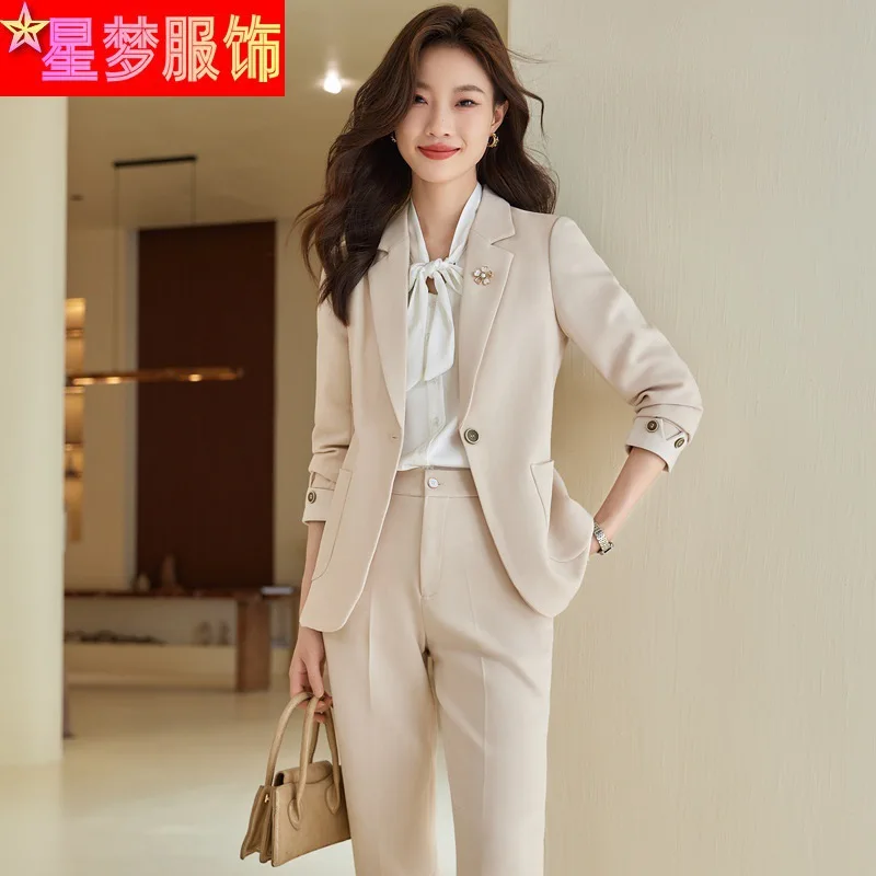 Green Suit Jacket Women's Spring and Autumn Long Sleeve New Temperament Interview Occupation Suit Suit Sales Formal Suit Work Cl