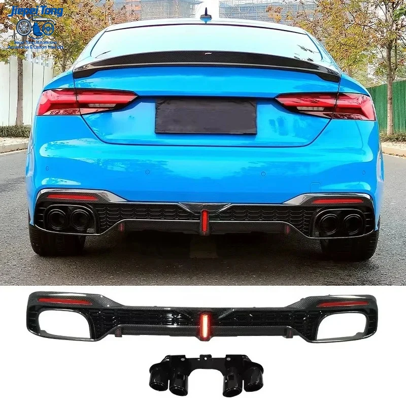 

2020-2022 New Arrival RS5 Carbon Fiber Black Diffuser Lip for A5/S5 B9.5 Rear Bumper Upgrade