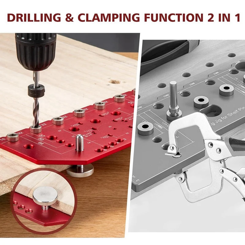 Shelf Pin Jig And Hinge Jig Two-In-One Self-Contained Clamping Aluminum Alloy Shelf Pin Drilling Jig For Furniture