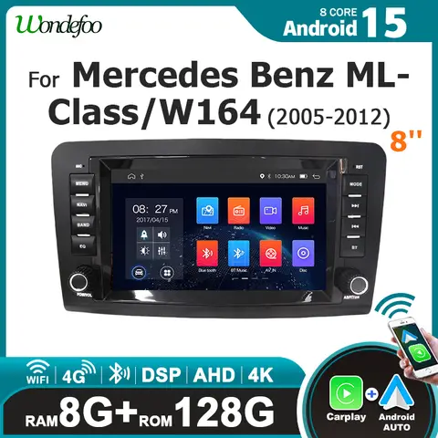 Radio para Auto de 8 Pulgadas con CarPlay para Mercedes Benz Clase ML W164 Clase GL X164 2005-2012 con Bluetooth, 1 DIN, Accesorio de Radio para Auto con Bluetooth