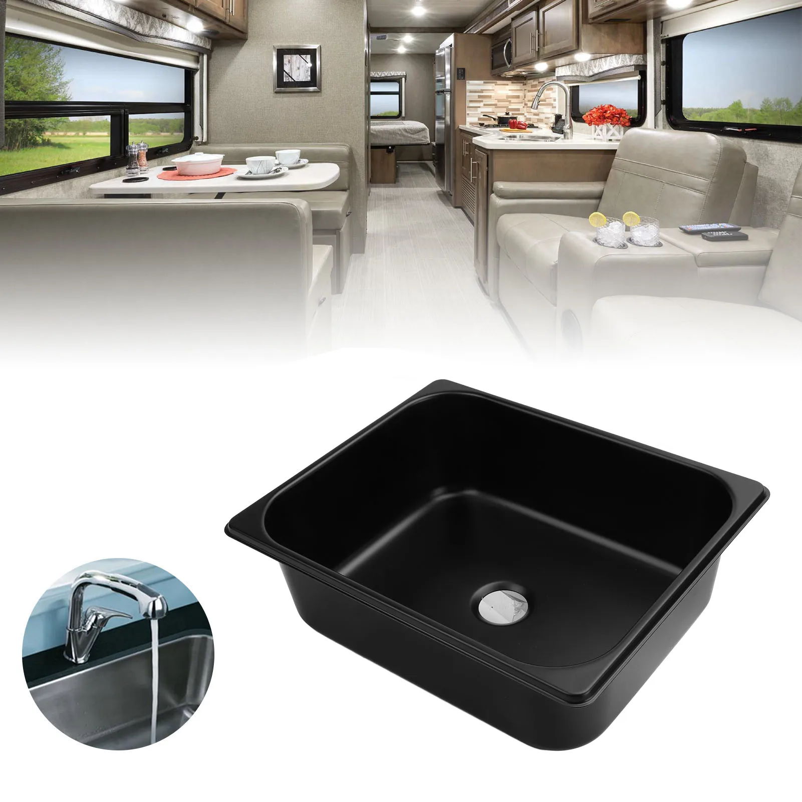 320X260X100 مللي متر RV بالوعة تنوعا مربع المطبخ الحمام حوض غسيل بالوعة مع منفذ 40 مللي متر لقارب قافلة Campervan