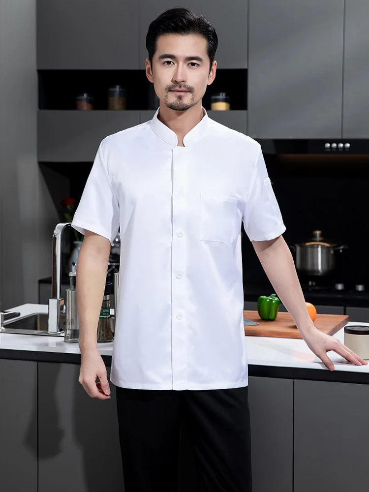 Uniforme Pizza Chef para Homens, Camisa de Chefs, Uniforme de refeitório, Food Service Cook Clothing, Padaria, Café, Garçom Working Clothes