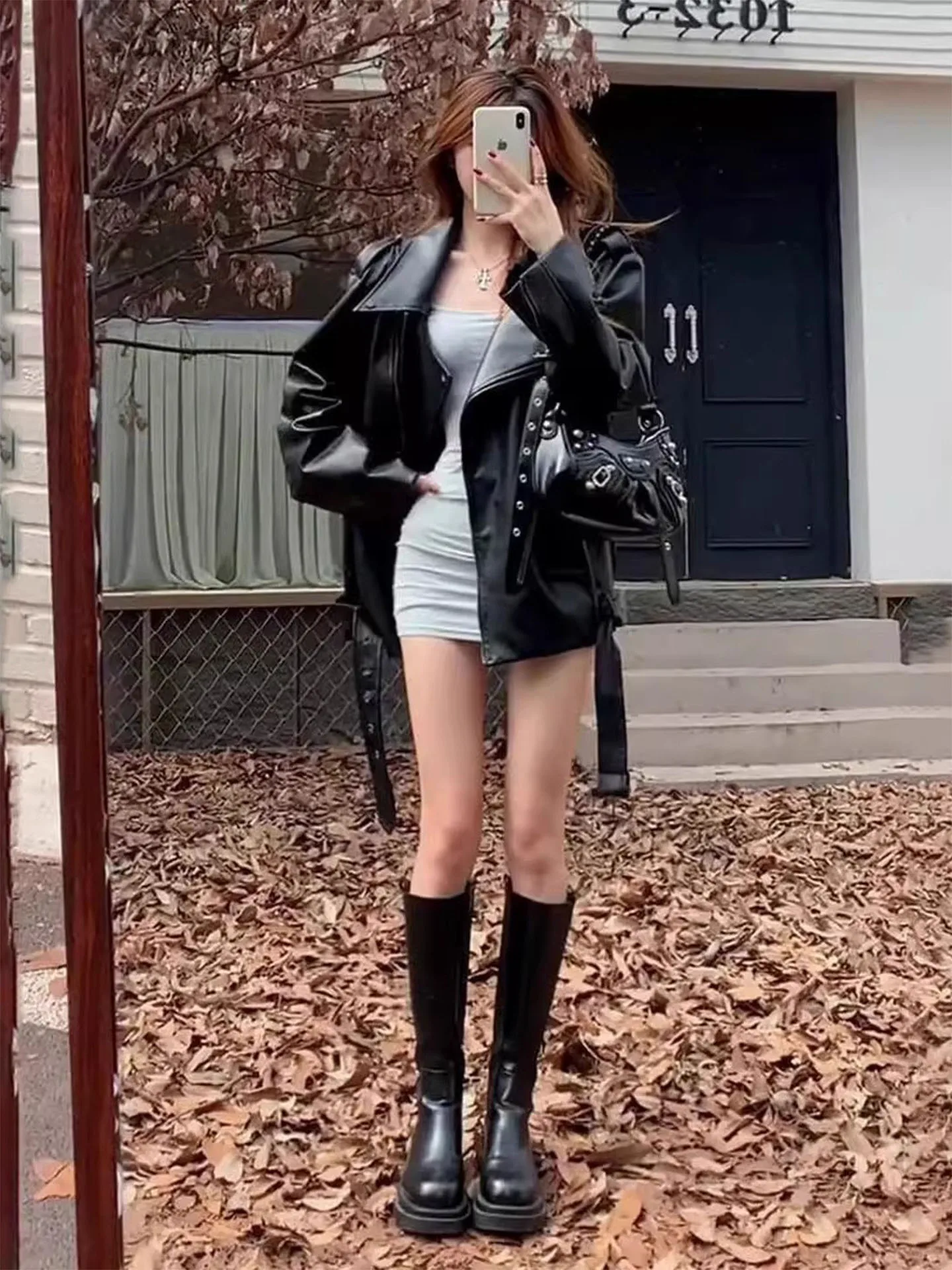 Jaet de couro legal feminino motocicleta sle bla na moda outono outerwear senhoras faion design longo sve fechamento com zíper