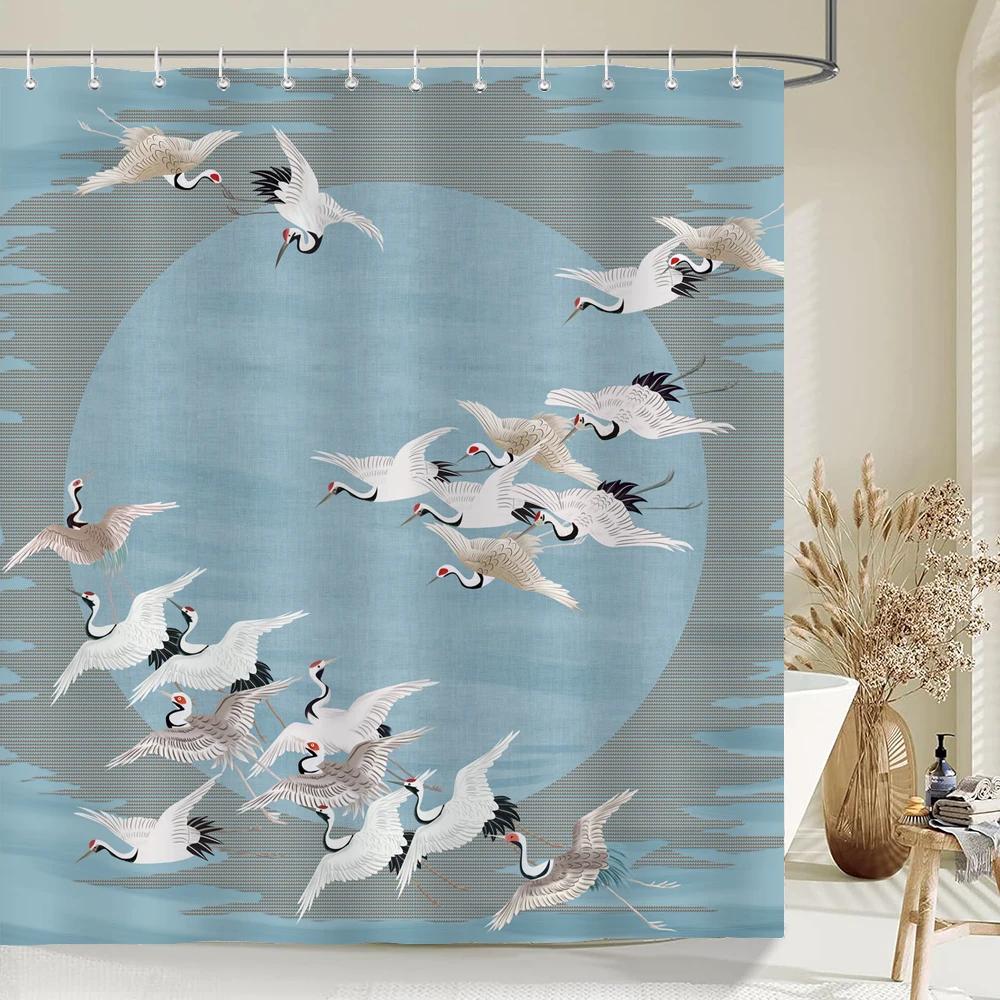 

Japanese style Flower and Bird Plants Shower Curtain 3D Flowers Polyester fabric Bathroom Curtains Bath Screen Decor Curtain
