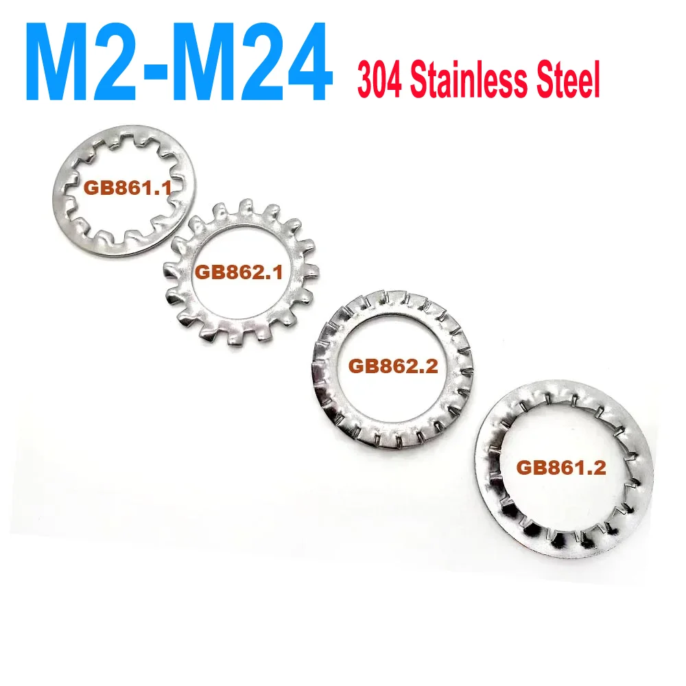 

10/50pcs M2 M2.5 M3 M4 M5 M6 M8 M10 M12 M14 M16-M24 304 Stainless Steel External Internal Toothed Serrated Lock Washer Gasket