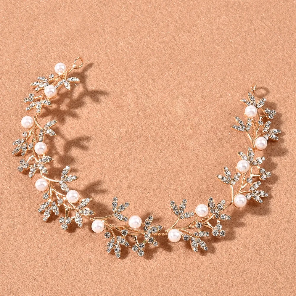 Exquisite Shiny Crystal Pearl Hair Vine Crystal Pearl Wedding Headband Luxury Elegant Baroque Queen Crown Wedding Hair Jewelry