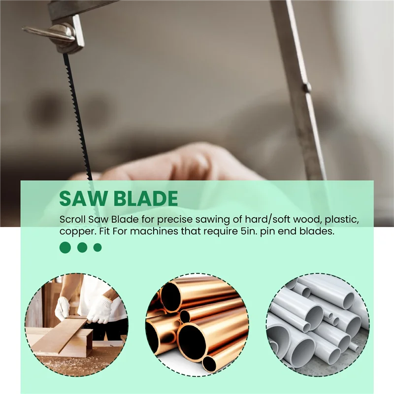 ABMO 5 Inch Scroll Saw Blade 36 Pack Compatible For All Machines Require 5In. Pin End Scroll Saw - 10 TPI, 15 TPI, 18 TPI