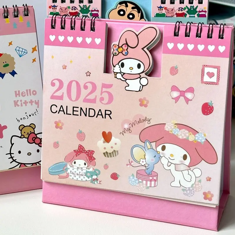 2025 Calendar Sanrio Hello Kitty Cinnamoroll Desk Calendar Ornament Cartoon Calendar Planner Agenda Versatile Office Supplies