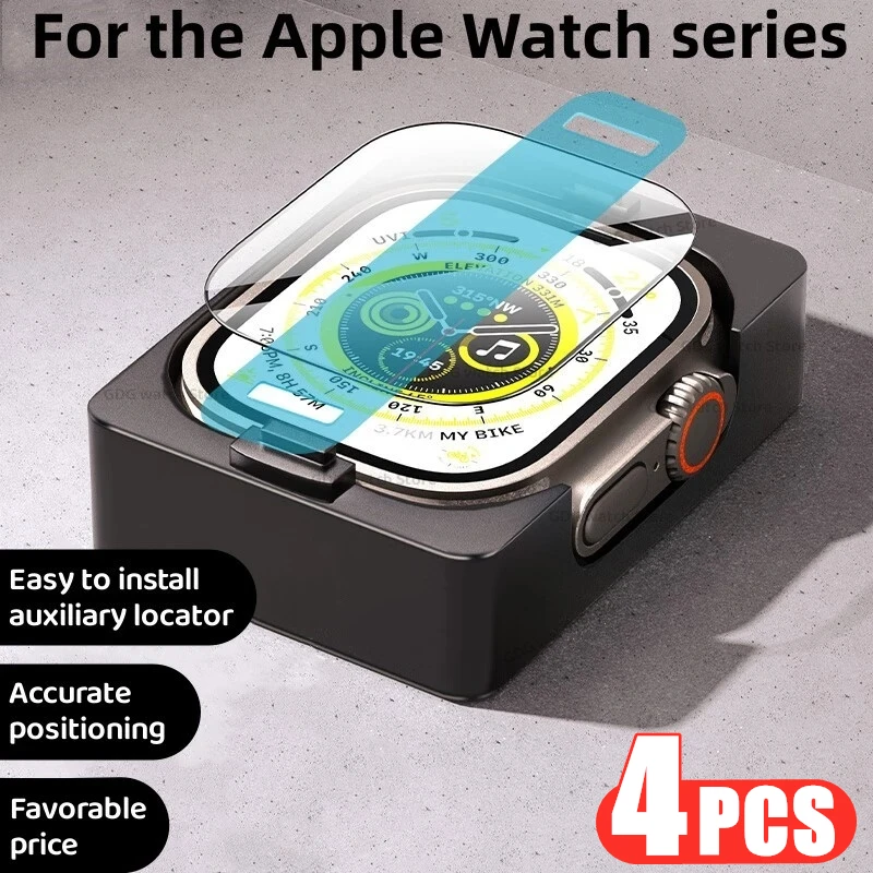 Película de cerámica de 4 piezas para Apple watch, protector de pantalla para Apple watch Ultra 8, 7, 49mm, 45mm, 41mm, 6, 5, 9, SE, 44mm, 40mm, 3,