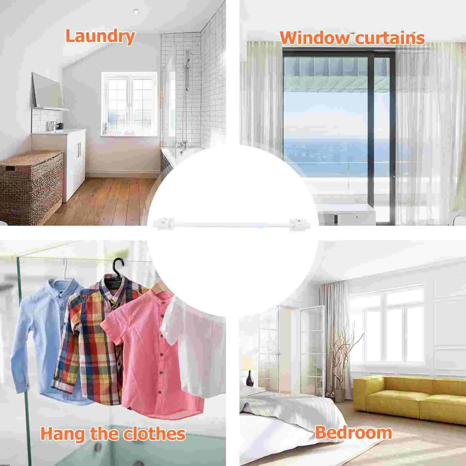 Telescopic Rod Clothes Drying Shower Curtain RV Wardrobe Extendable Rail Iron Adjustable