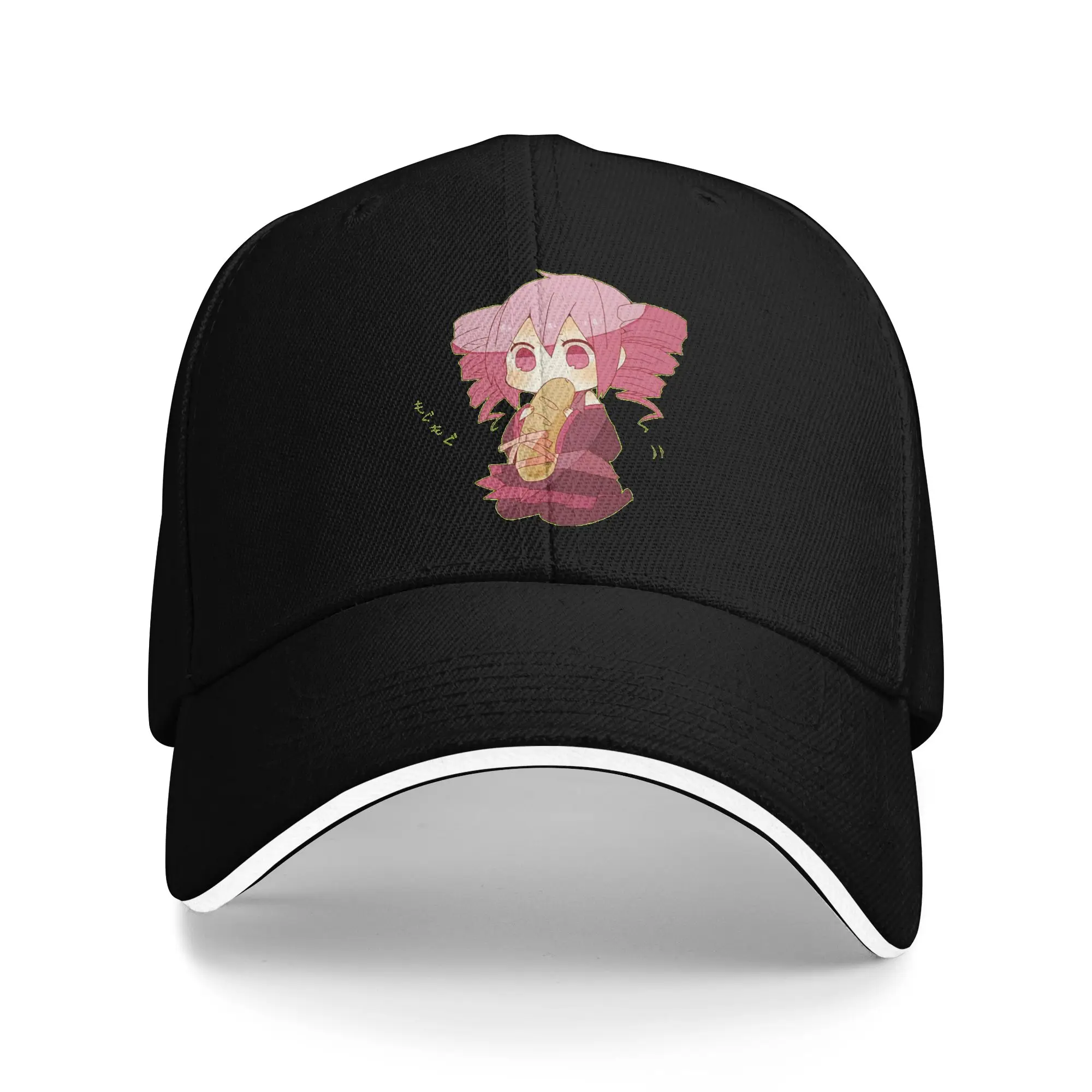 Chibi Kasane Teto Eating Bread Sun Baseball Cap Summer Men Adult  Print Trucker Hat Sun-Proof Casual Tennis Skate Snapback Cap