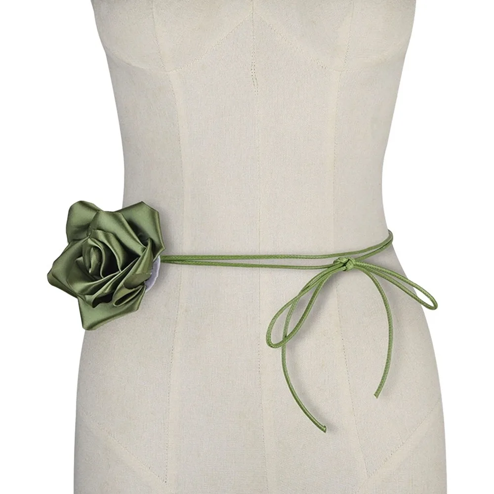 

Retro Artistic Rose Flower Rope Belts Decorative DIY Woven Waistband Strap Waist Braided Tie For Skirts Jeans Dress Clothes