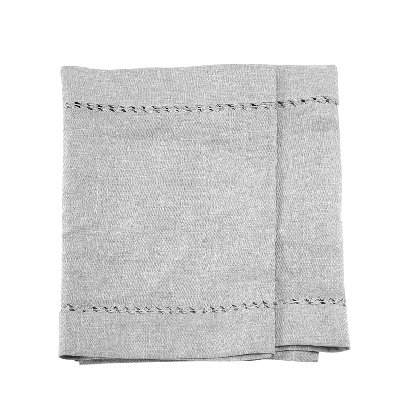 Hand Hemstitched Dining Table Runner Dresser Scarves, Silver Thread Interweaving (12 X 72 Table Runners)