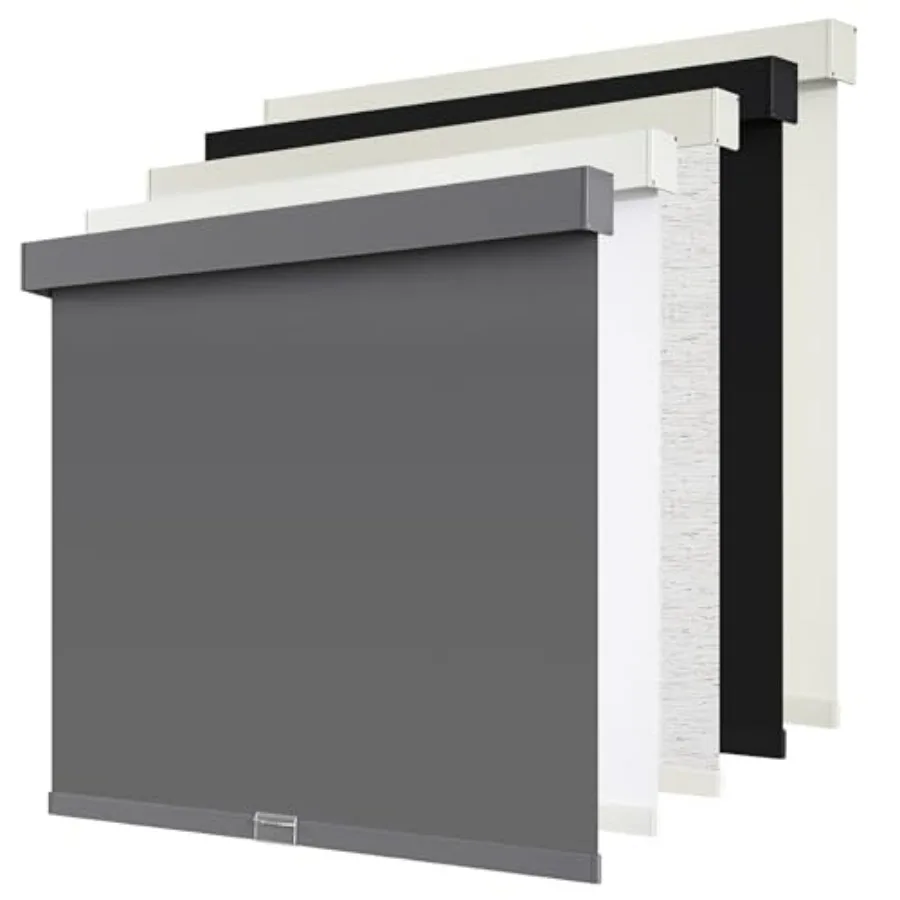 

Cordless out Roller Shades Blinds for Windows Free-Stop, Pull Down Room Darkening with Valance, Thermal Insulated Woven Fabric
