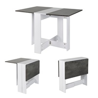 Folding Kitchen Table/Living Room Table 102.5 x 76 x 73 cm Dining Table for 4 to 6 people - White/Concrete