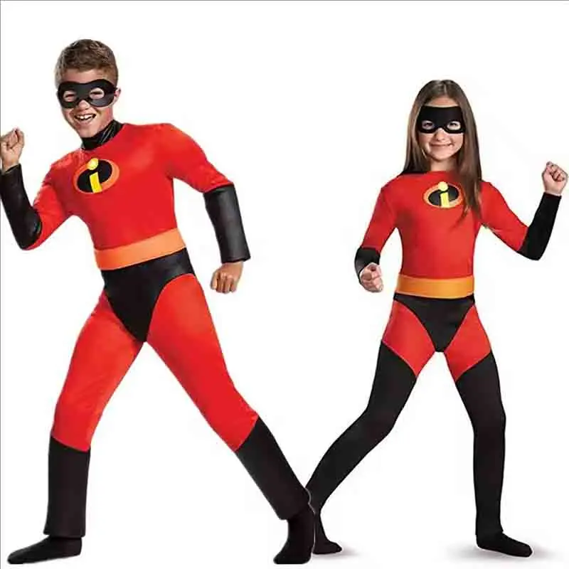 Halloween-Anime-Kostüm für Kinder, unglaubliches Mr. 2-Kostüm, Cosplay, Superhelden-Kostüm für Kinder, roter Overall für Kinder