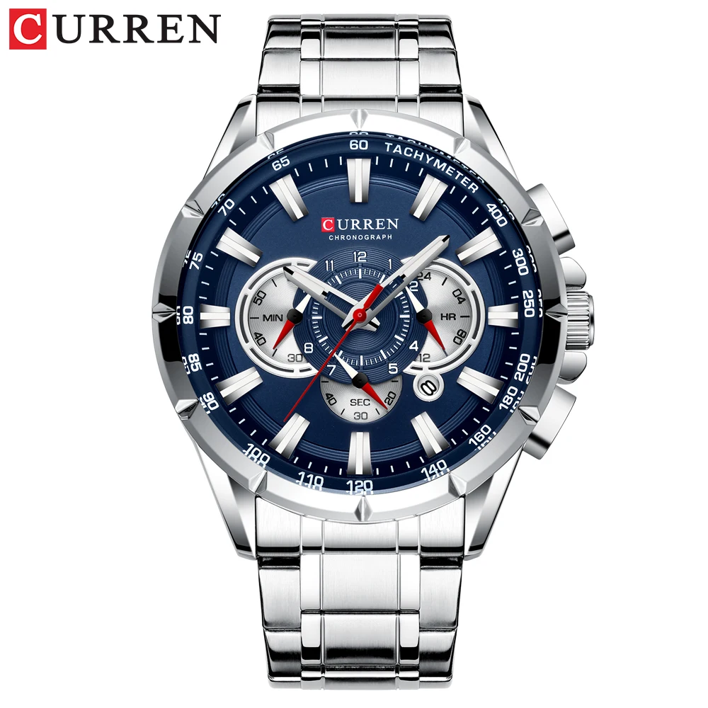 Curren 8363 Men Watch Business Stainless Steel Quartz Casual Fashion Wristwatch 6-Hand Luxury Relogio Masculino