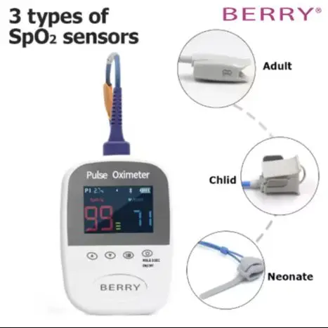 Pulse Oximeter for Newborn Child Adult 3 Probes Portable Oximetro Health Monitors with Bluetooth SPO2 PI PR  for Travel&Home Use