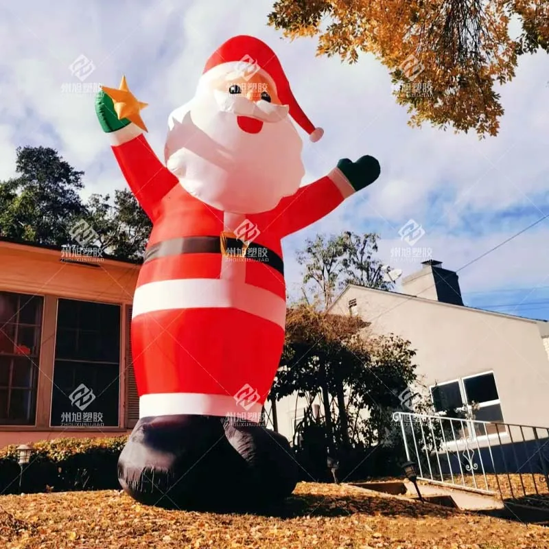 Papai Noel inflável do pano de Oxford da decoração de Natal com equipamento inflável, decoração exterior do pátio do jardim