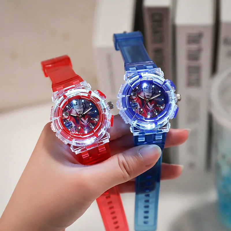 Reloj con patrón de dibujos animados para niños y niñas, cronógrafo con correa de silicona, informal, luminoso, regalo