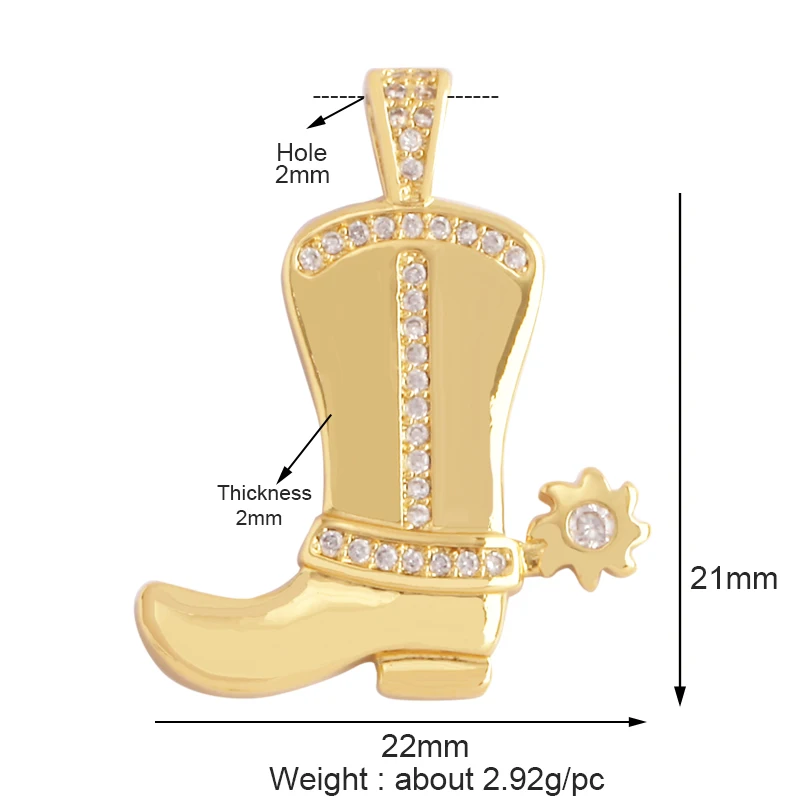 Cowboystiefel Sport Baseball Hantel Yoga Herren Zirkonia gepflasterter Stoff Charm Anhänger, 18K Gold Halskette Handwerk Schmuck Versorgung L99 – Detail 21