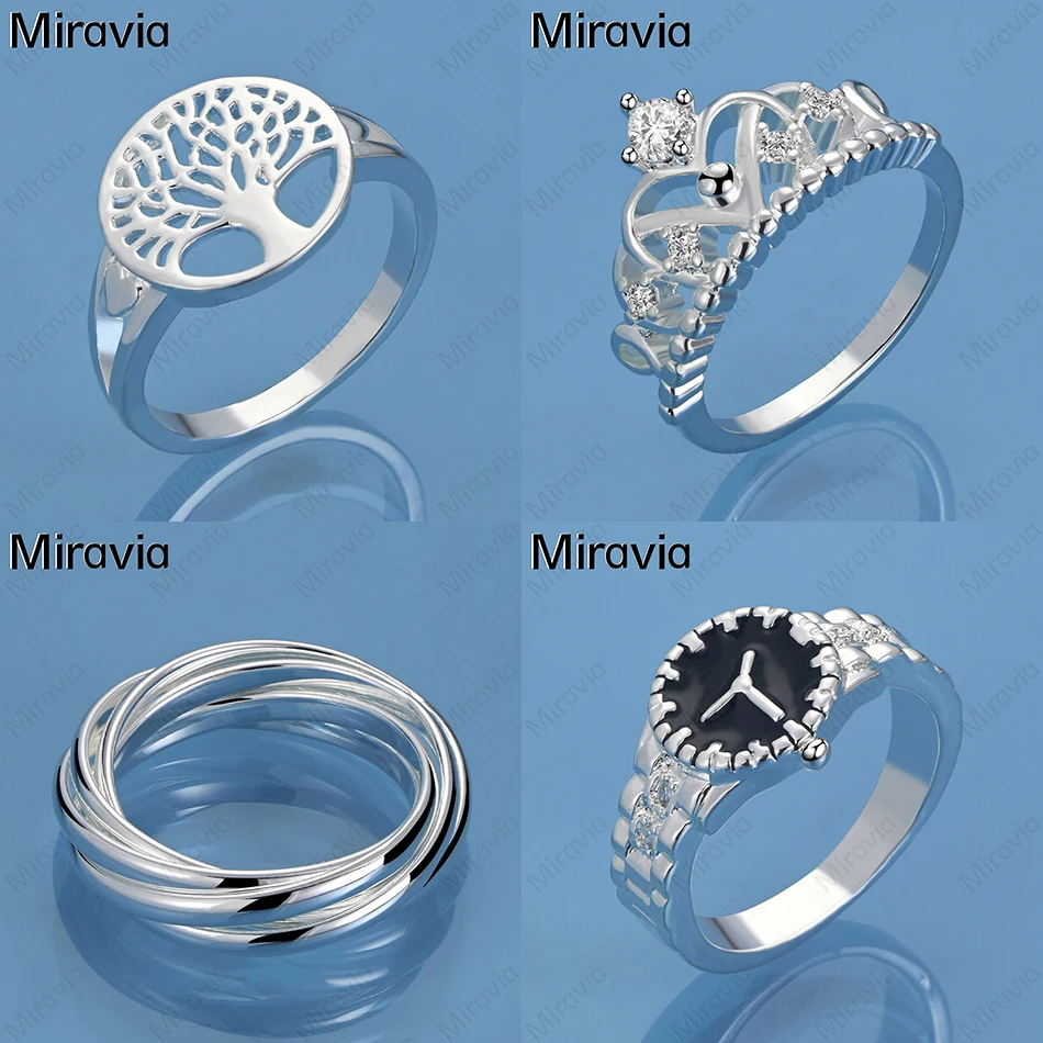

Miravia 925 Sterling Silver Crown Zircon Ring Classic Women'S Simple Accessories Party Jewelry