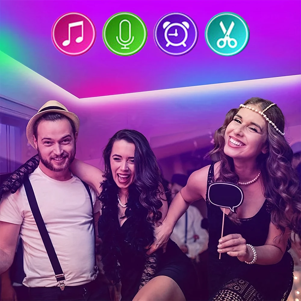 1PC LED strip light, professional 5050RGB SMD technology, with APP+44 keys remote control, suitable for indoor lighting.