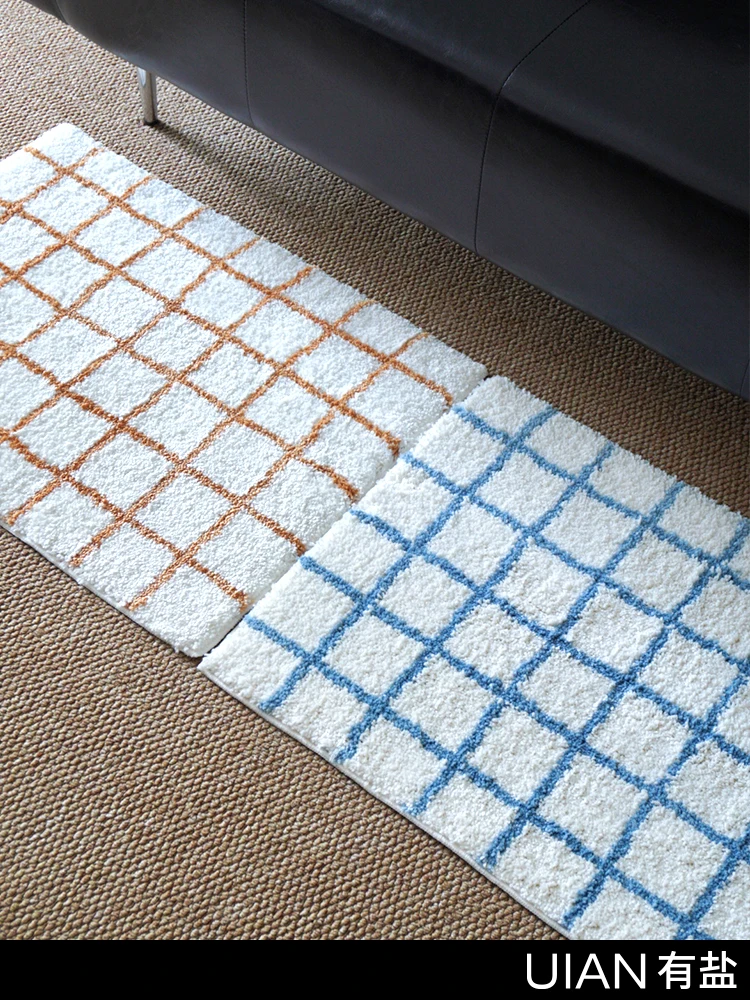 Retro Striped Plaid Absorbent Carpet Soft Plush Cashmere Beside Rug Bathroom Floor Mat Toilet Door Rrugs