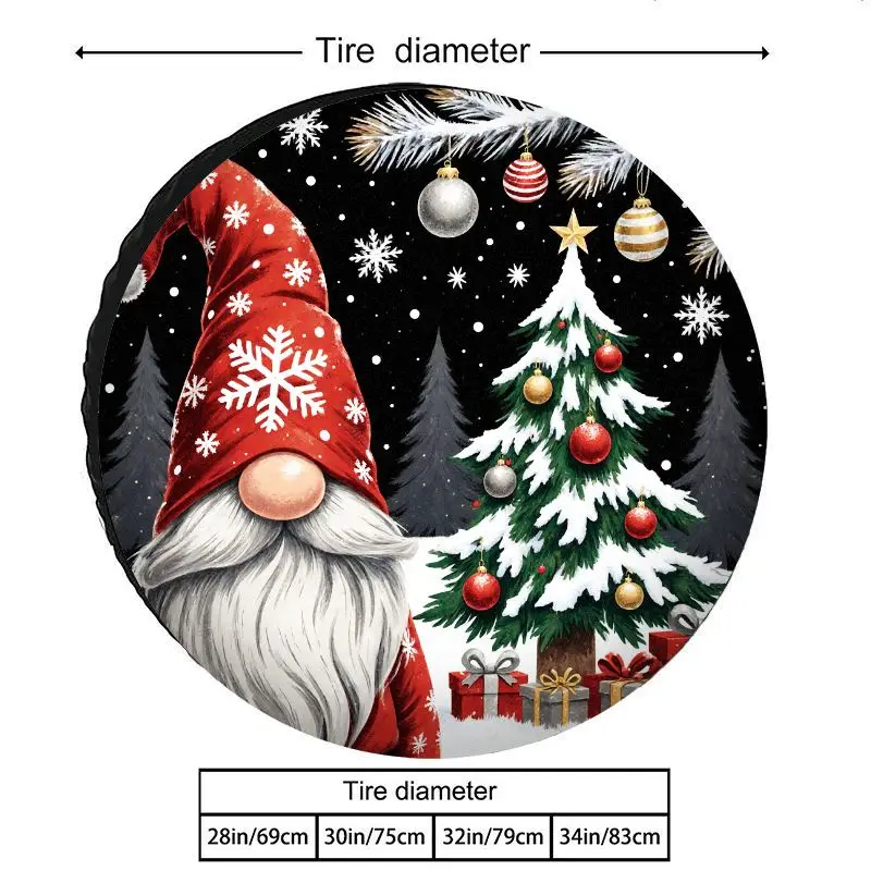 Fit Snowflake Gnome Car Tire Cover - Heavy-Duty All-Weather Protection Suitable For Winter & Christmas, Polyester Wheel For Year
