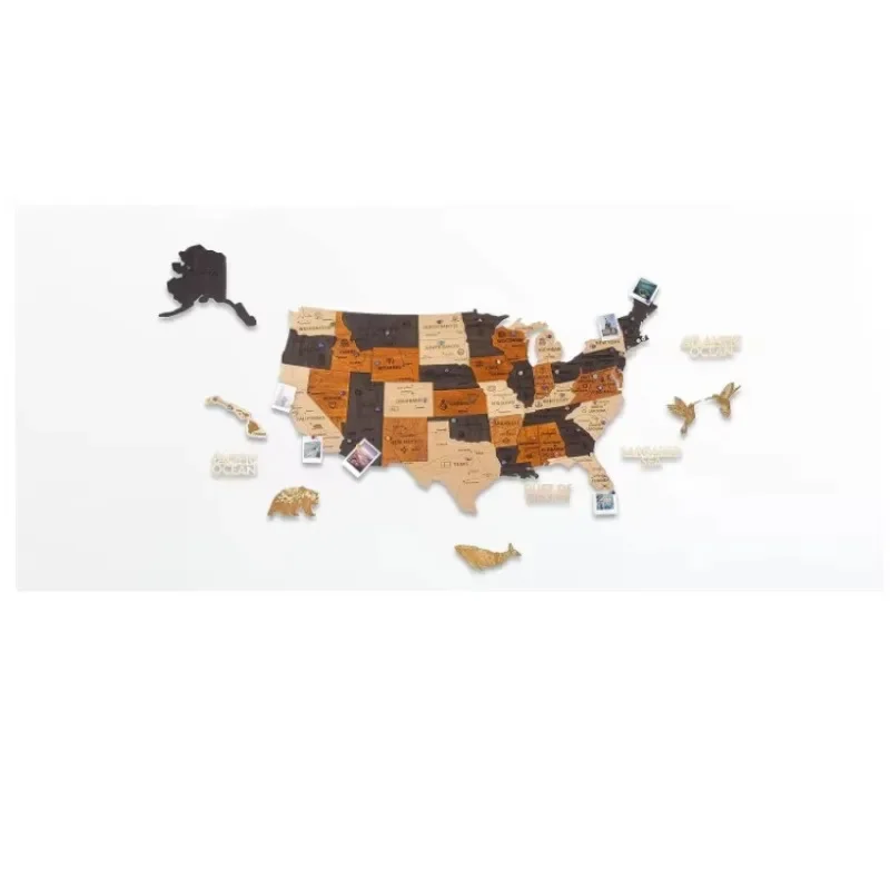 High quality wood world map wall art US wedding wood wall map