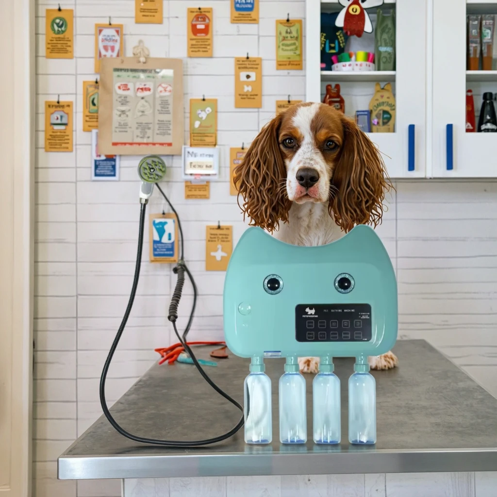 

Automatic Cat Dog Bath SPA Bubble Machine 4 Bottles Pet Grooming Cleaning Products Bathroom Rubber Automatic Shampoo Mixing