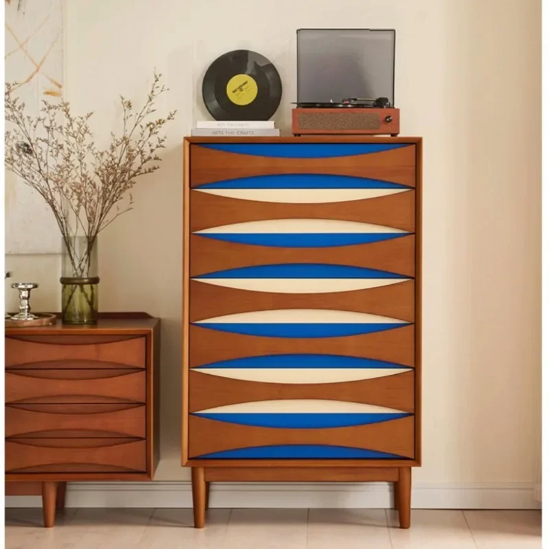 Medieval solid wood smiley face bucket cabinet combination  retro storage storage cabinet Bauhaus storage