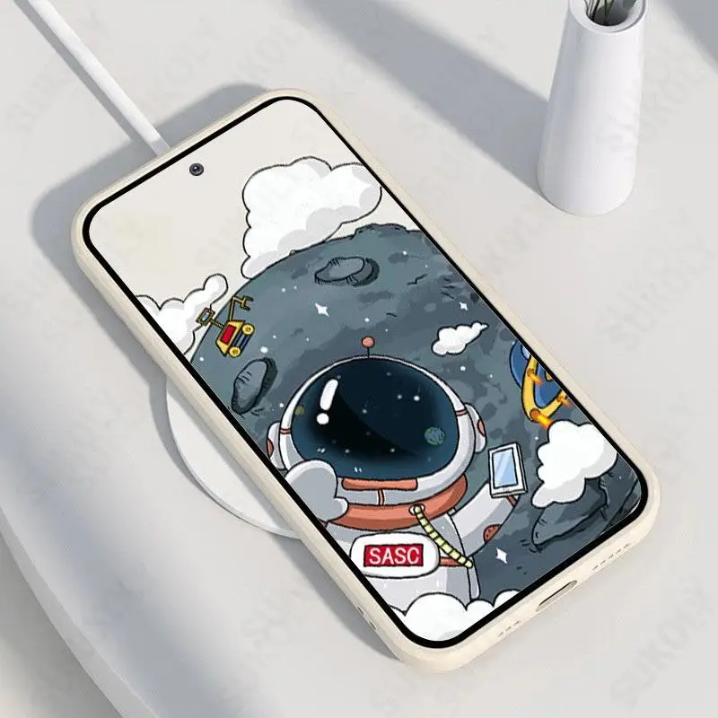 Lanyard Case For Xiaomi Redmi Note 11 10 9 12 13 Pro 5G Mi 11T 12T 13T 11 Lite Poco F6 X5 X6 Pro X3 Pro Astronaut Silicone Cover