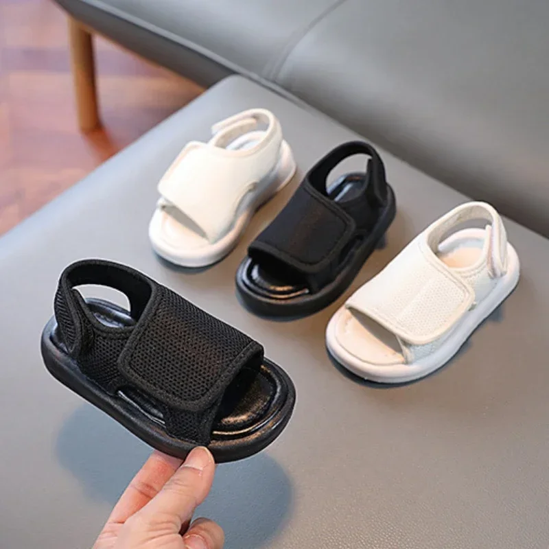 

2026 Summer Casual Sandal Sneakers for Little Boys Girls Soft Non-Slip Beach Shoes Black Pink Beige Children Footwear Size 21-30