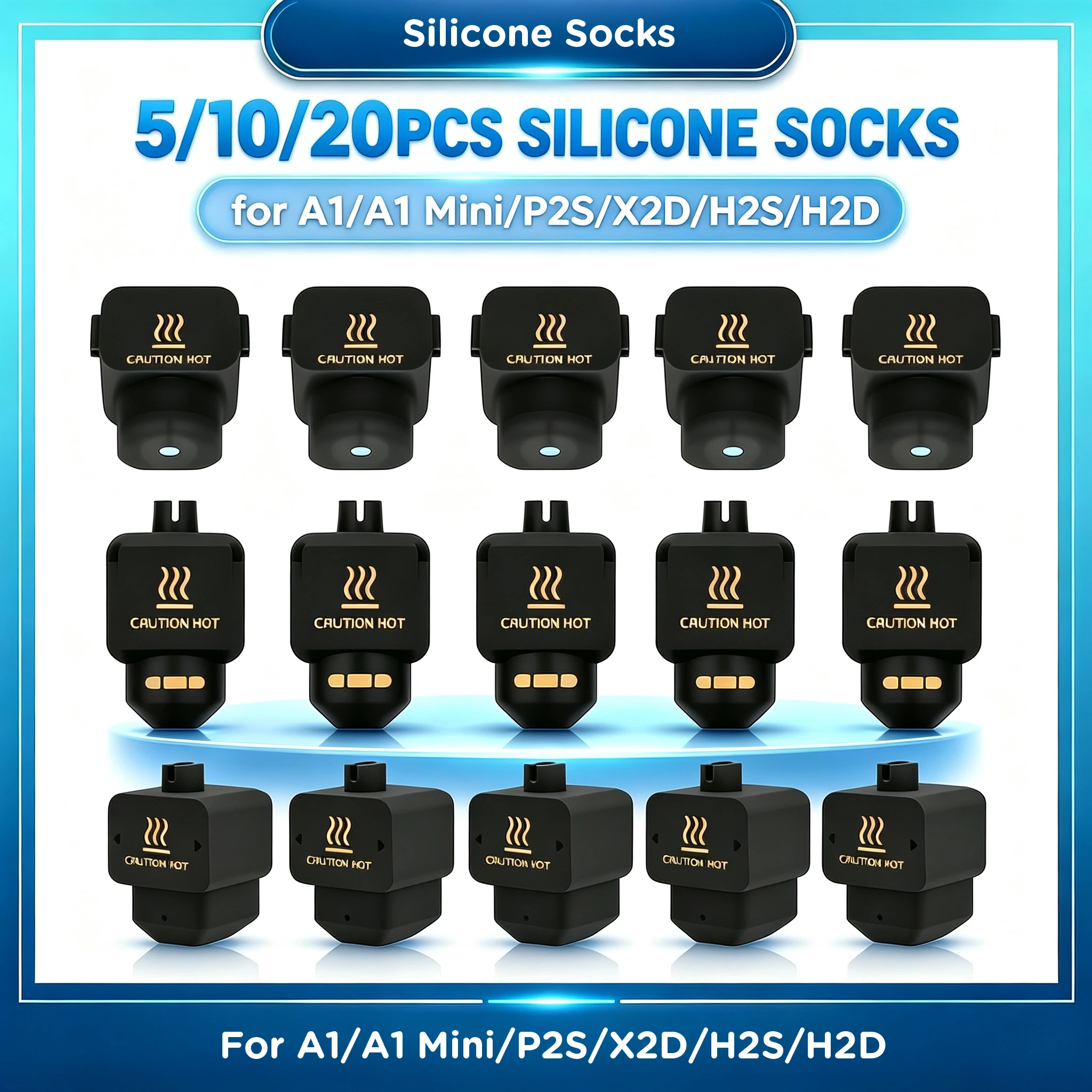 5/10/20 Pack Silicone Socks Hotend Heat Insulation Cover For Bambu Lab A1 A1 Mini P2S X2D Heating Block 3D Printer Replacement