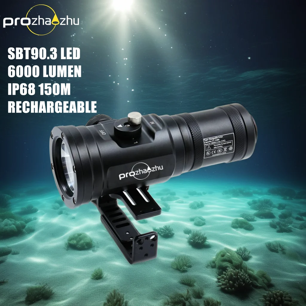 Superbight LED Diving Light SBT90 Aluminum Alloy IPX8 Waterproof Handheld Deep Water Scuba Dive Light