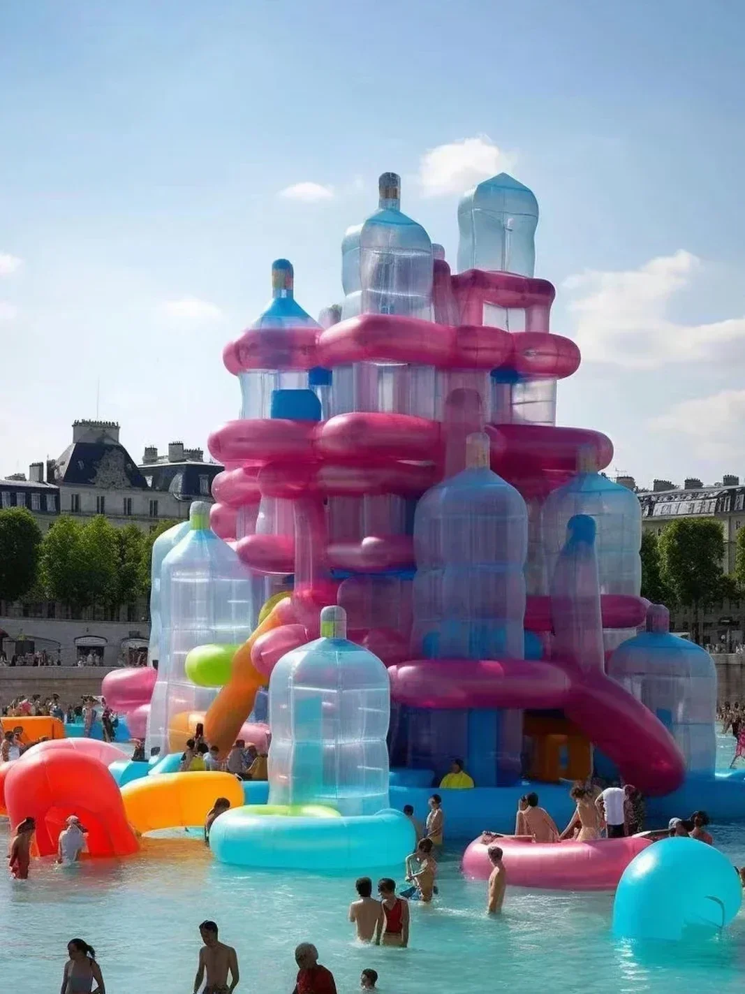 Großes aufblasbares Schloss, Wasserpark für Kinder im Freien, Rutsche, mobiles Ausverkauf, anpassbare Luftform