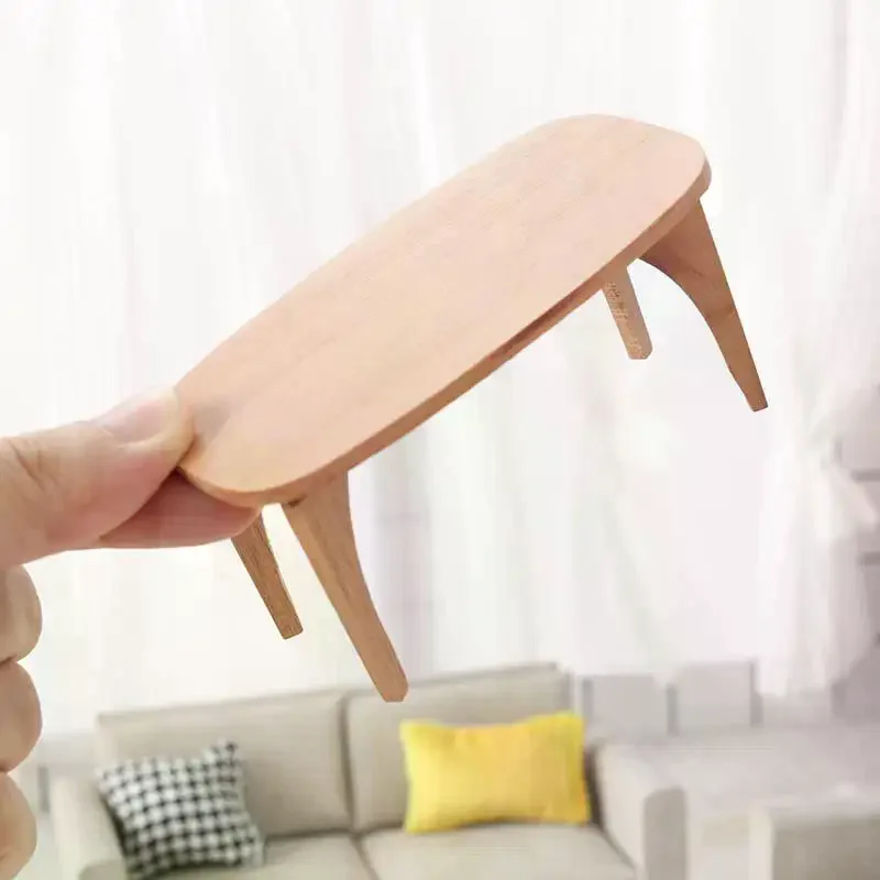 لطيف دمية المنمنمات الكرز الخشب طاولة القهوة مكتب نموذج أثاث صغير الحلي الاطفال التظاهر اللعب لعبة DIY بها بنفسك ملحق الهدايا #3