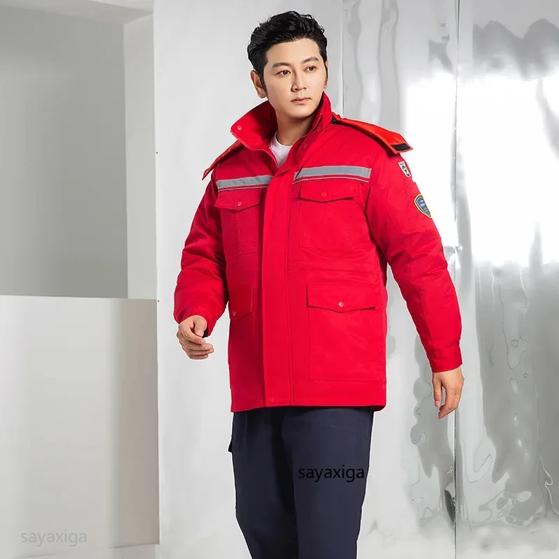 Winter Outdoor Cold Resistant Work Clothes Work Men Anti-static Acid And Alkali Resistant Work Clothing Detachable Cotton Padded