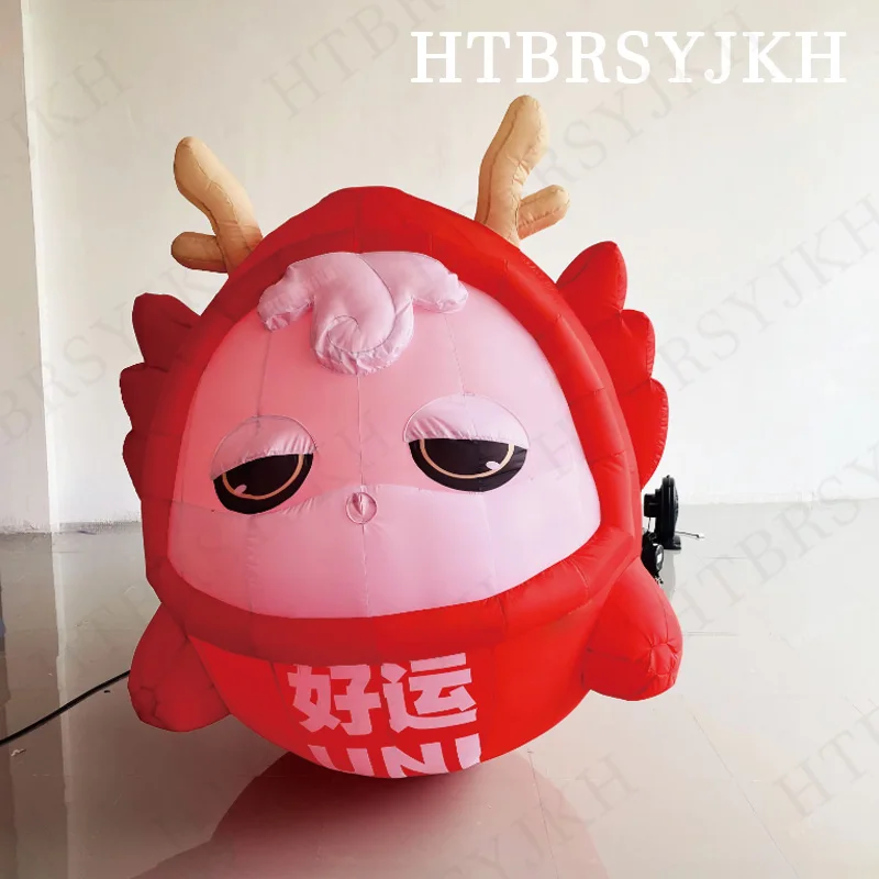 

2.5M inflatable cartoon Chinese Lucky dragon air model with white LED lights animal mascot decorative props