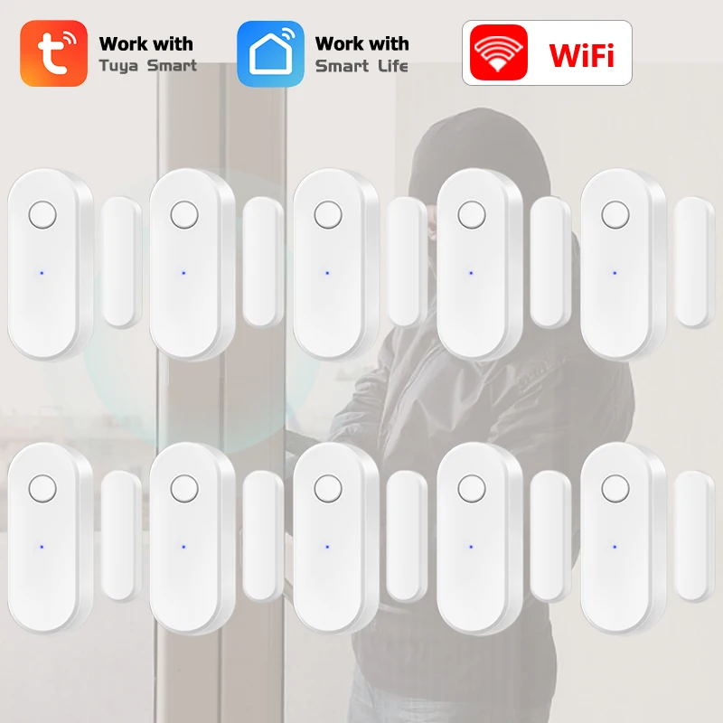 

Tuya Smart WiFi Door Sensor Close Open Door Window Detector Home Security Alarm Support Alexa Google Voice APP Remote Control